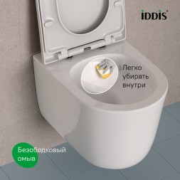 Унитаз подвесной безободковый IDDIS SLIRDSEi25 "Slide" ТОРНАДО смыв, сиденье дюропласт, микролифт - SLIRDSEi25