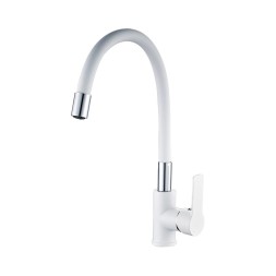 Смеситель для кухни 35к HB70113-8 HAIBA гибкий излив, б/отв боковая БЕЛЫЙ/ХРОМ - HB70113-8