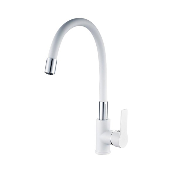 Смеситель для кухни 35к HB70113-8 HAIBA гибкий излив, б/отв боковая БЕЛЫЙ/ХРОМ - HB70113-8 