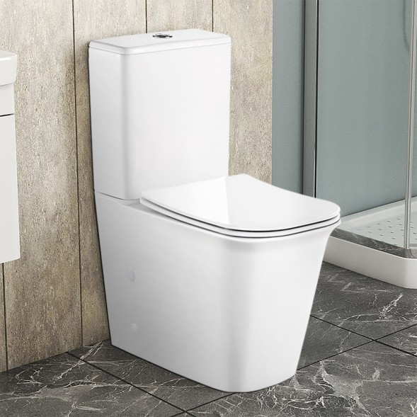 Унитаз-компакт Azario VELISE 355х625x810 напольный, безободковый в комплекте с быстросъемным сиденьем микролифт (AZ-1222A)