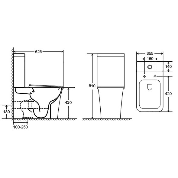 Унитаз-компакт Azario VELISE 355х625x810 напольный, безободковый в комплекте с быстросъемным сиденьем микролифт (AZ-1222A)