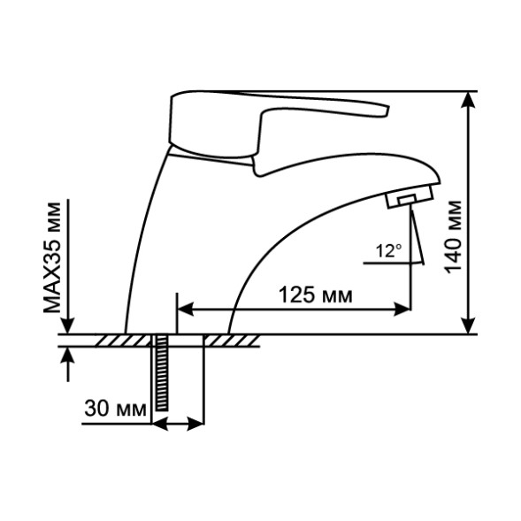 Смеситель для раковины 40k MIXLINE ML06-04 с/отв п/шпильку (без подводки) - ML06-04 