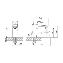 Смеситель для раковины 35к IDDIS BILBL00i01 "Bild" литой, ЧЕРНЫЙ матовый - BILBL00i01