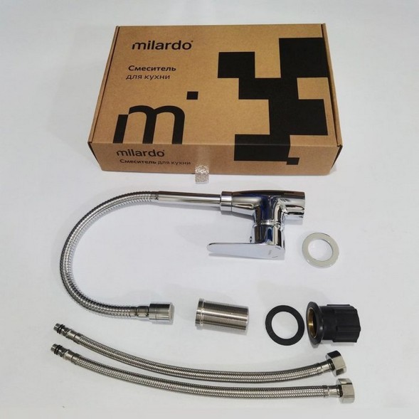 Смеситель для кухни 35к Milardo M07SB2FM05 &amp;quot;Meal&amp;quot; гибкий, высокий пов. излив, п/гайку, ХРОМ - M07SB2FM05 