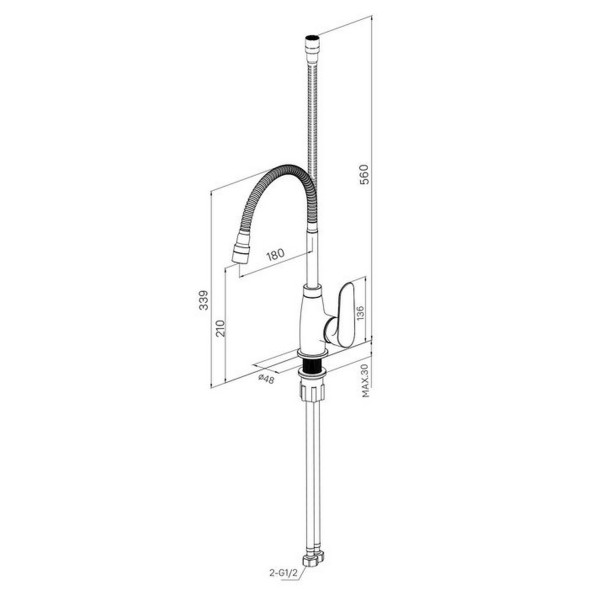 Смеситель для кухни 35к Milardo M07SB2FM05 &amp;quot;Meal&amp;quot; гибкий, высокий пов. излив, п/гайку, ХРОМ - M07SB2FM05 