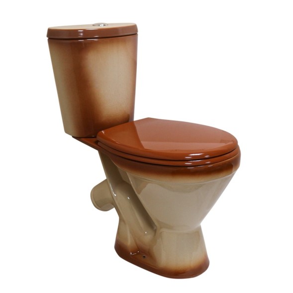 Унитаз-компакт &amp;quot;ЭЛЕГАНТ&amp;quot; коричневый (косой, нижн, сид.полип., арм) (Rosa) - 4620008195681 