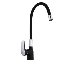 Смеситель для кухни 35к F4453-04 FRAP (гибкий излив, п/гайку, ЧЕРНЫЙ, латунь) - F4453-04 