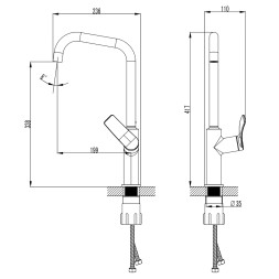 Смеситель для кухонной мойки Azario ABILITY высокий излив, керамический картридж, хром (AZ-VQR568073C)