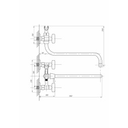 Смеситель для ванны и раковины 1/2 кер ПРОФСАН ПСМ-156-К80 "СТАНДАРТ А" эксцентрики "РУС", ХРОМ - PSM-156-80