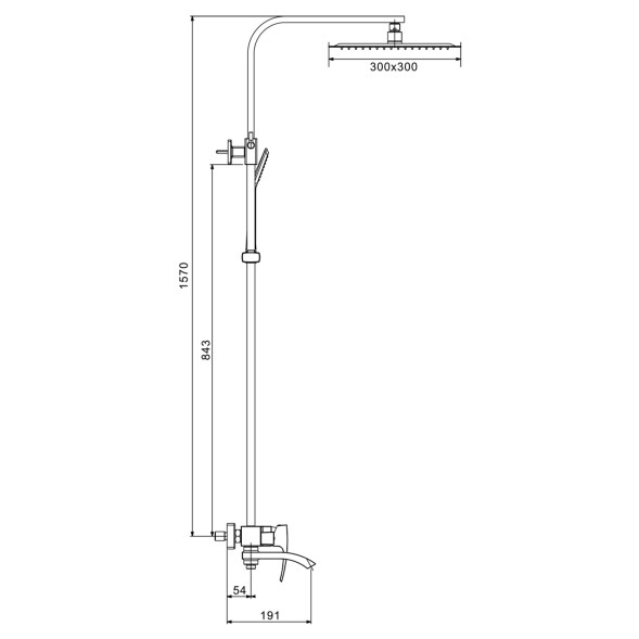 Душевая система 35к G2407-6 GAPPO лейка &amp;quot;Тропический душ&amp;quot; квадрат 300*300 ЧЕРНЫЙ - G2407-6 