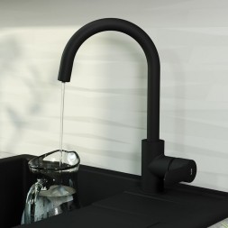 Смеситель для кухни 35к IDDIS CUBBLFJi05 "Cuba" с вых для пит. фильтра выс.пов.излив ЧЕРНЫЙ матовый - CUBBLFJi05
