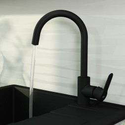 Смеситель для кухни 35к IDDIS CUBBLFJi05 "Cuba" с вых для пит. фильтра выс.пов.излив ЧЕРНЫЙ матовый - CUBBLFJi05