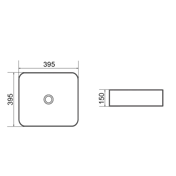 Раковина-чаша Azario 395х395х150 накладная, квадратная, черный матовый (AZ-2075-B-MB)
