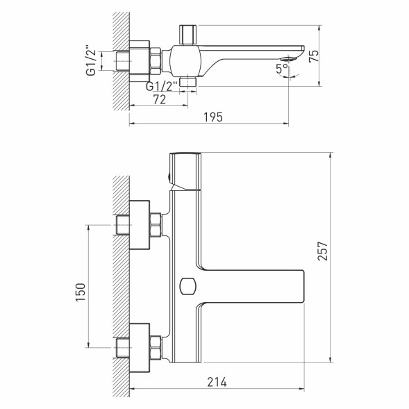 Смеситель для ванны 30k MIXLINE ML27-01 &amp;quot;Primo&amp;quot; - ML27-01 