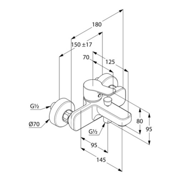 Смеситель для ванны и душа KLUDI PURE&amp;amp;EASY однорычажный, белый (376819165)