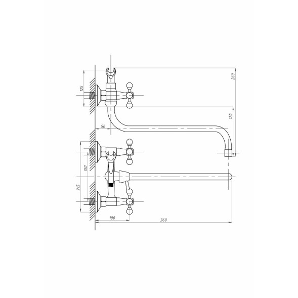 Смеситель для ванны и раковины 1/2 кер ПРОФСАН ПСМ-157-К89 &amp;quot;СТАНДАРТ А&amp;quot; эксцентрики&amp;quot;РУС&amp;quot;, КРЕСТ ХРОМ - PSM-157-89 