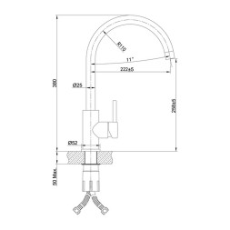 Смеситель для кухни 35к IDDIS K05STJ0i05 "Kitchen" нерж. сталь, высокий пов излив - K05STJ0i05
