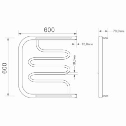 Полотенцесушитель MIXLINE SIMPLE PM2 60х60 1&amp;#039;&amp;#039; ПОЛКА - ML-556330 