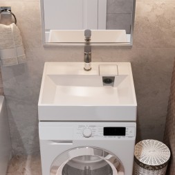 Раковина над стиральной машиной "ЛЕРОН" 60*50 ш*г, с кронштейнами (MIXLINE) - 00-001442