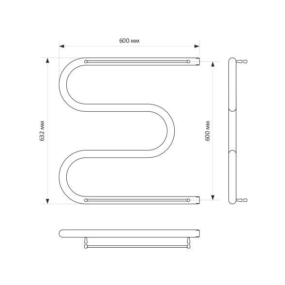 Полотенцесушитель MIXLINE SIMPLE M 60х60 1&amp;#039;&amp;#039; ПОЛКА - ML-556309 