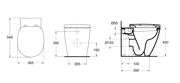 Унитаз приставной Ideal Standard CONNECT, под скрытый бачок, белый (E803401)
