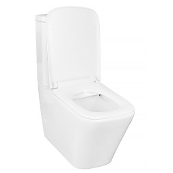 Унитаз-компакт Azario Quadro 605x340x810 напольный, смыв "Торнадо", безободковый с сидением микролифт и арматурой, белый (AZ-2175 UQ1)