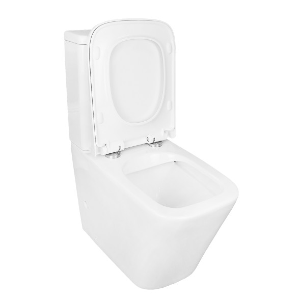 Унитаз-компакт Azario Quadro 605x340x810 напольный, смыв &amp;quot;Торнадо&amp;quot;, безободковый с сидением микролифт и арматурой, белый (AZ-2175 UQ1)