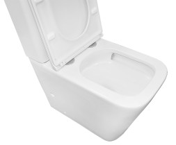 Унитаз-компакт Azario Quadro 605x340x810 напольный, смыв "Торнадо", безободковый с сидением микролифт и арматурой, белый (AZ-2175 UQ1)