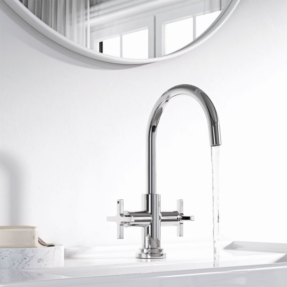 Смеситель для раковины Kludi Nova Fonte с донным клапаном, керамические кран-буксы, хром (201180520)