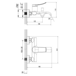 Смеситель для ванны и душа Azario ABILITY с ручным душем, керамический картридж, черный матовый (AZ-VRY238331PA)