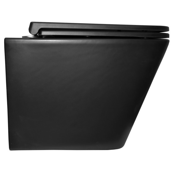 Унитаз подвесной Azario Teramo 490х345х355 безободковый, слив скрытое торнадо, быстросъемное сиденье микролифт, черный матовый (AZ-0052-UQ3MB)