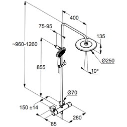 Душевая система с термостатом KLUDI FRESHLINE DUAL SHOWER SYSTEM хром (6709205-00)