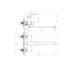 Смеситель для ванны и раковины 35к ПРОФСАН ПСМ-100-2 "ЭЛИТ" эксцентрики "ЕВРО", ХРОМ - PSM-100-2
