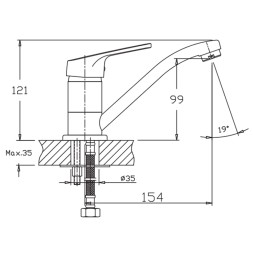 Смеситель для кухни 35к HB4516 HAIBA б/отв п/шпильку^ - HB4516