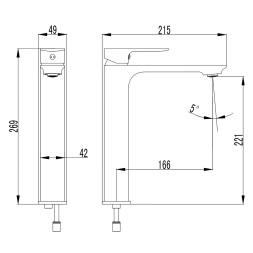 Смеситель для раковины-чаши Azario ASHER высокий, керамический картридж, без донного клапана, хром (AZ-VNN168R11C)
