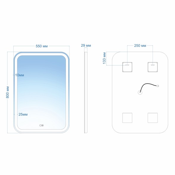 Зеркало MIXLINE &amp;quot;Мальта-2&amp;quot; 550*800 (ШВ) сенсорный выключатель, светодиодная подсветка + подогрев - ФР-00001215 