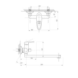 Смеситель для ванны и раковины 35к ПРОФСАН ПСМ-104-2 "КОМПЛЕКТАЦИЯ" эксцентрики "ЕВРО" ХРОМ - PSM-104-2