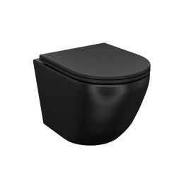 Унитаз подвесной безободковый IDDIS BLAR3BMi25 "Blanko" сиденье дюропласт, микролифт ЧЕРНЫЙ матовый - BLAR3BMi25
