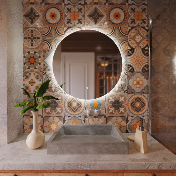 Зеркало MIXLINE &amp;quot;Алон круг&amp;quot; - ЭКОНОМ D700 светодиодная подсветка, сенсорный выключатель - MLZ.Al.7.1.2 