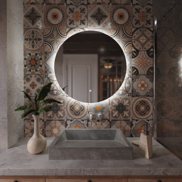 Зеркало MIXLINE &amp;quot;Алон круг&amp;quot; - ЭКОНОМ D700 светодиодная подсветка, сенсорный выключатель - MLZ.Al.7.1.2 