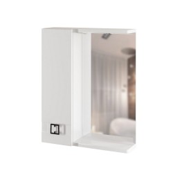 Зеркальный шкаф "КВАДРО-55" левый с подсветкой (ПВХ) - 551700