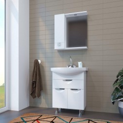 Зеркальный шкаф "КВАДРО-55" левый с подсветкой (ПВХ) - 551700