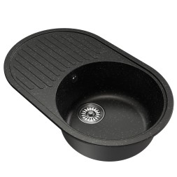 Мойка ML-GM16 КОМФОРТ овальная с крылом, черная (308), 730*460*180мм - 00-00009363 