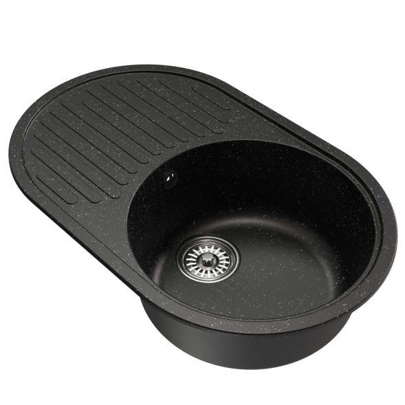 Мойка ML-GM16 КОМФОРТ овальная с крылом, черная (308), 730*460*180мм - 00-00009363 