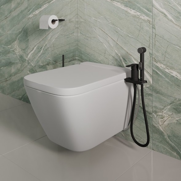 Смеситель с гигиеническим душем 35к Milardo 001BL00M08 &amp;quot;Tidy&amp;quot; установка на унитаз, ЧЕРНЫЙ матовый - 001BL00M08 