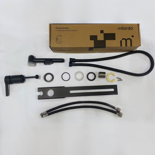 Смеситель с гигиеническим душем 35к Milardo 001BL00M08 &amp;quot;Tidy&amp;quot; установка на унитаз, ЧЕРНЫЙ матовый - 001BL00M08 