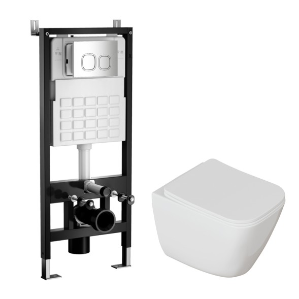 Комплект WAVE &amp;quot;Система инсталляции МЕХАНИКА+унитаз &amp;quot;STRONG&amp;quot; TornadoFlush&amp;quot;+квадратная кнопка A3 хром - 556706 