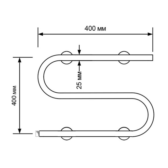 Полотенцесушитель MIXLINE SIMPLE S 40x40 (кнопочный выкл, 100 Вт) - ML-556794 