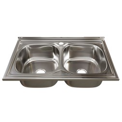 Мойка 80х50 (0,6) 2-х чаш вып 3 1/2 MIXLINE 18см с сифоном - 530528 