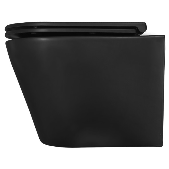 Унитаз подвесной Azario Teramo 355х515х365 смыв &amp;quot;Скрытое торонадо&amp;quot;, безободковый, с быстросъемным сиденьем микролифт, черный матовый (AZ-0053-UQ3-MB)